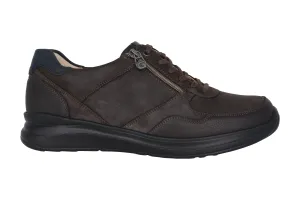 'Harald' men's wide fit (H) lace-zip sneaker - brown