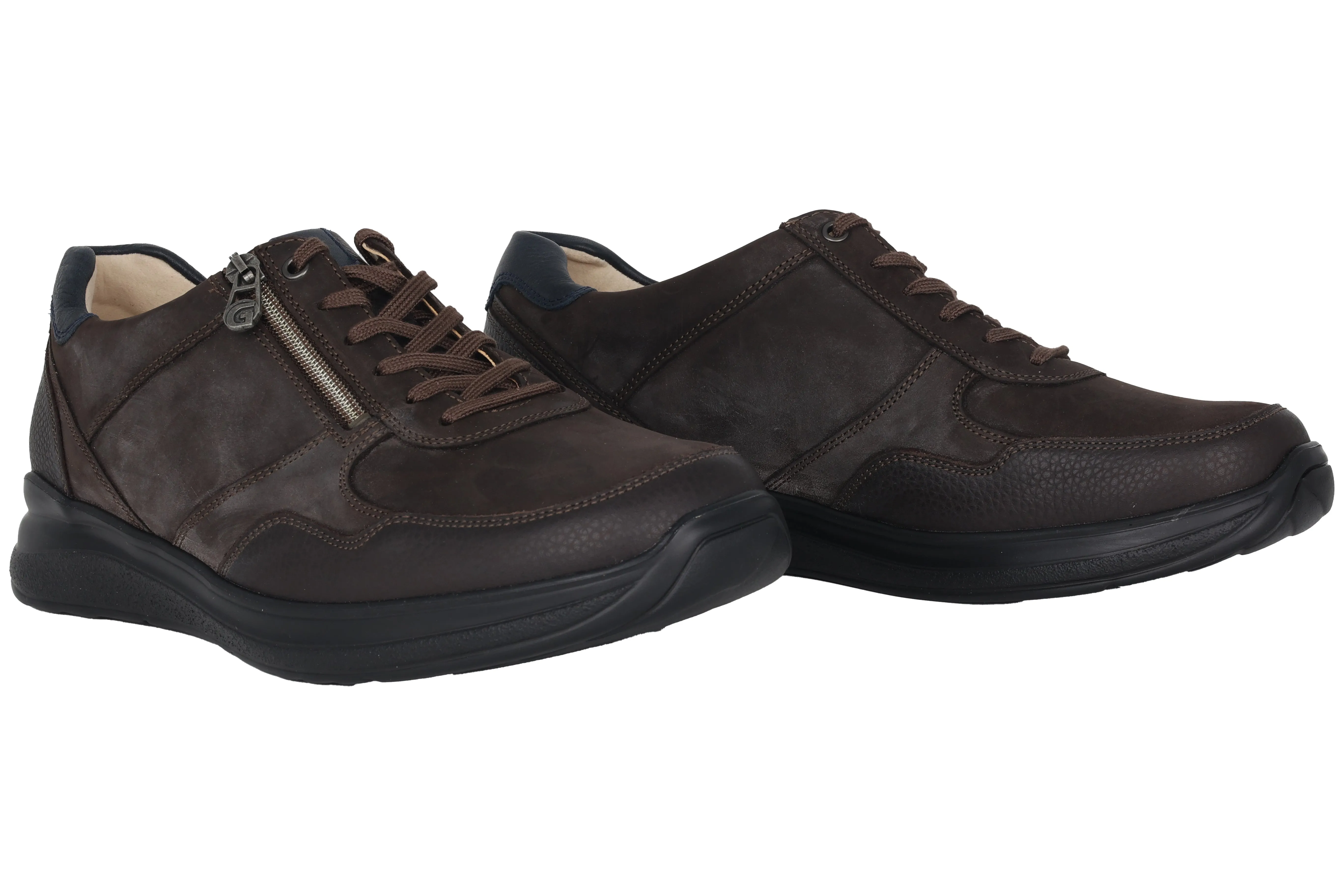 'Harald' men's wide fit (H) lace-zip sneaker - brown