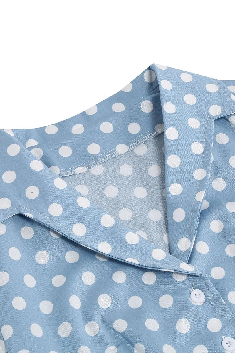Hepburn Style V Neck Polka Dots 1950s Dresses