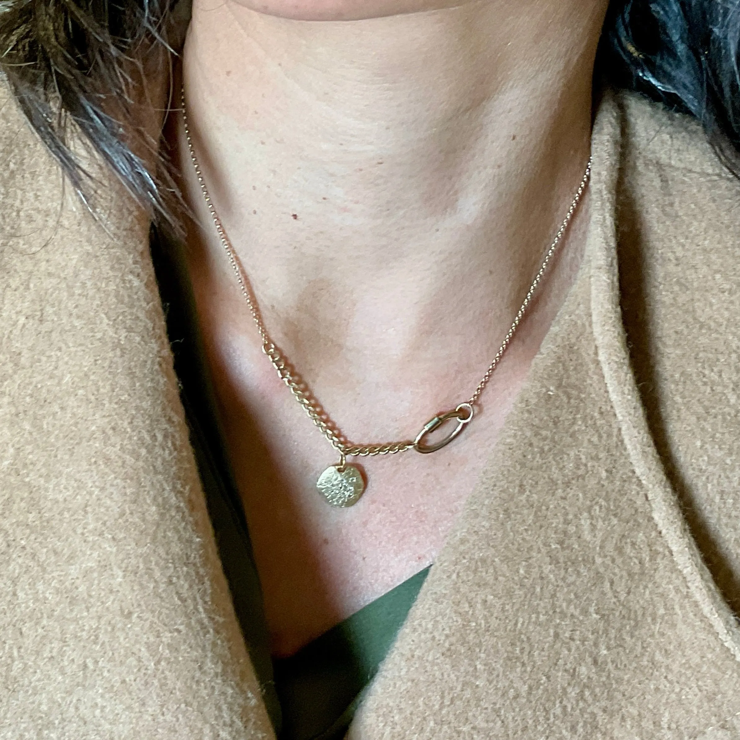 Hexagon Diamond Carabiner Clasp Necklace
