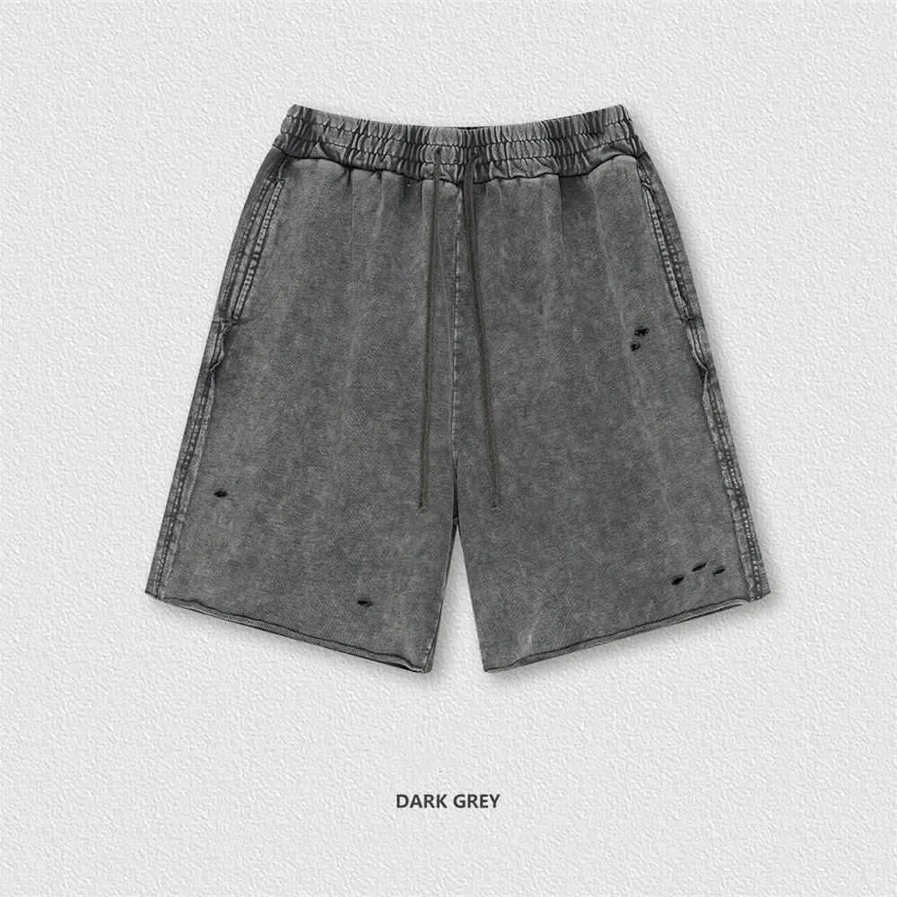 High Street Cotton Vintage Washed Distressed Shorts