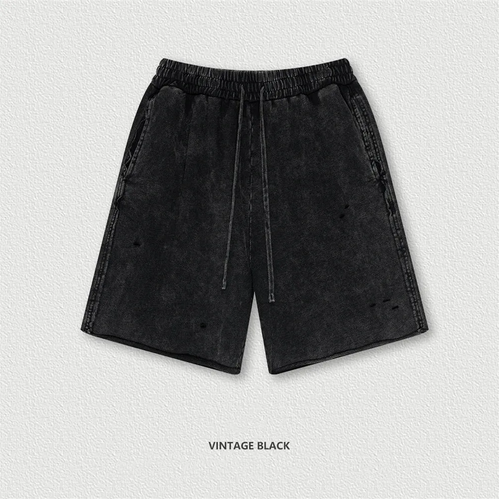 High Street Cotton Vintage Washed Distressed Shorts