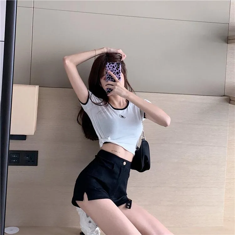 High Waist  Leg Loop Shorts