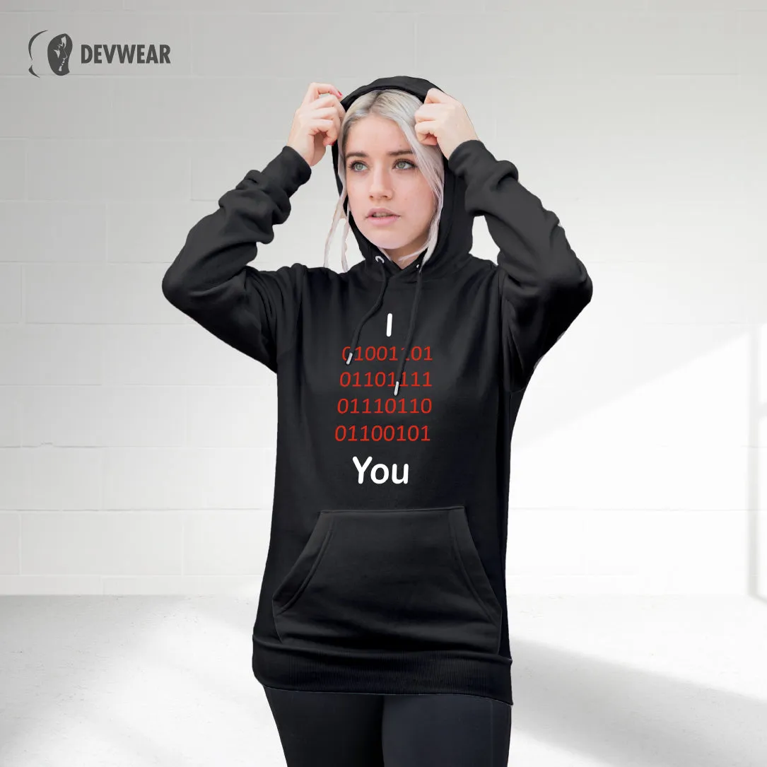 HOODIE I LOVE YOU SOFTWARE DEVELOPER BINARY