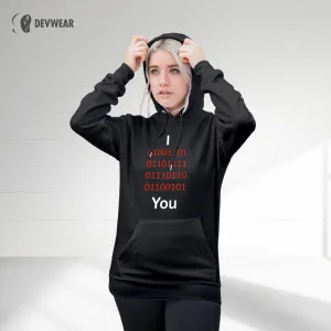 HOODIE I LOVE YOU SOFTWARE DEVELOPER BINARY