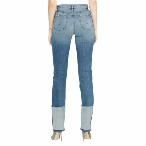 Hudson Holly Straight Leg Reverse Hem High Waist Jeans In Mimic NWT