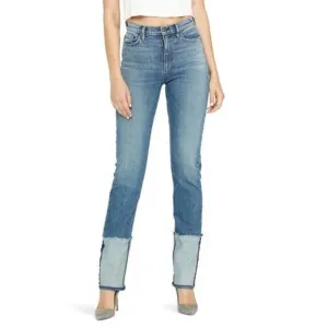 Hudson Holly Straight Leg Reverse Hem High Waist Jeans In Mimic NWT