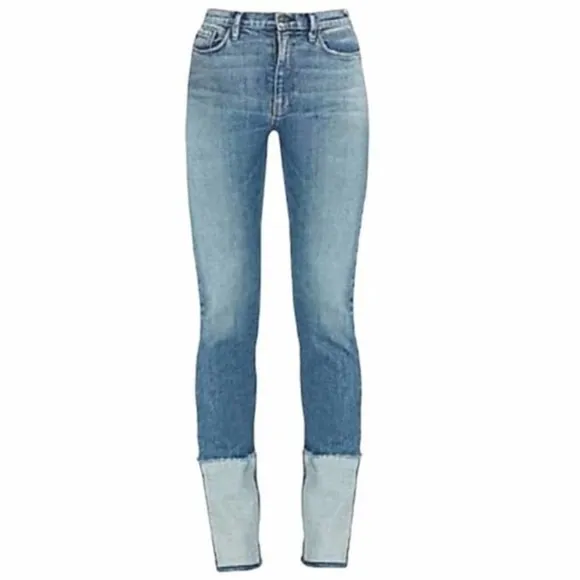 Hudson Holly Straight Leg Reverse Hem High Waist Jeans In Mimic NWT
