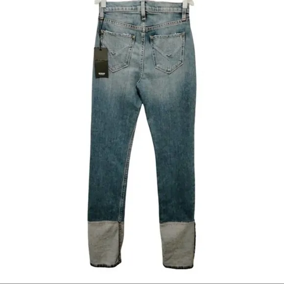 Hudson Holly Straight Leg Reverse Hem High Waist Jeans In Mimic NWT