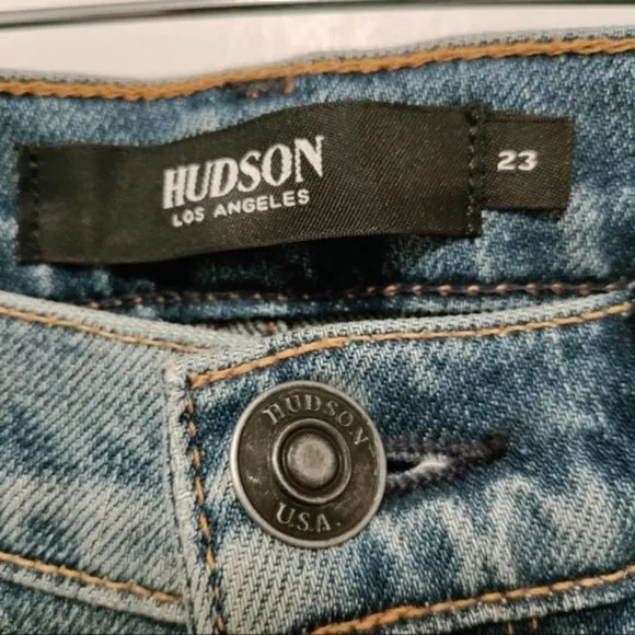 Hudson Holly Straight Leg Reverse Hem High Waist Jeans In Mimic NWT