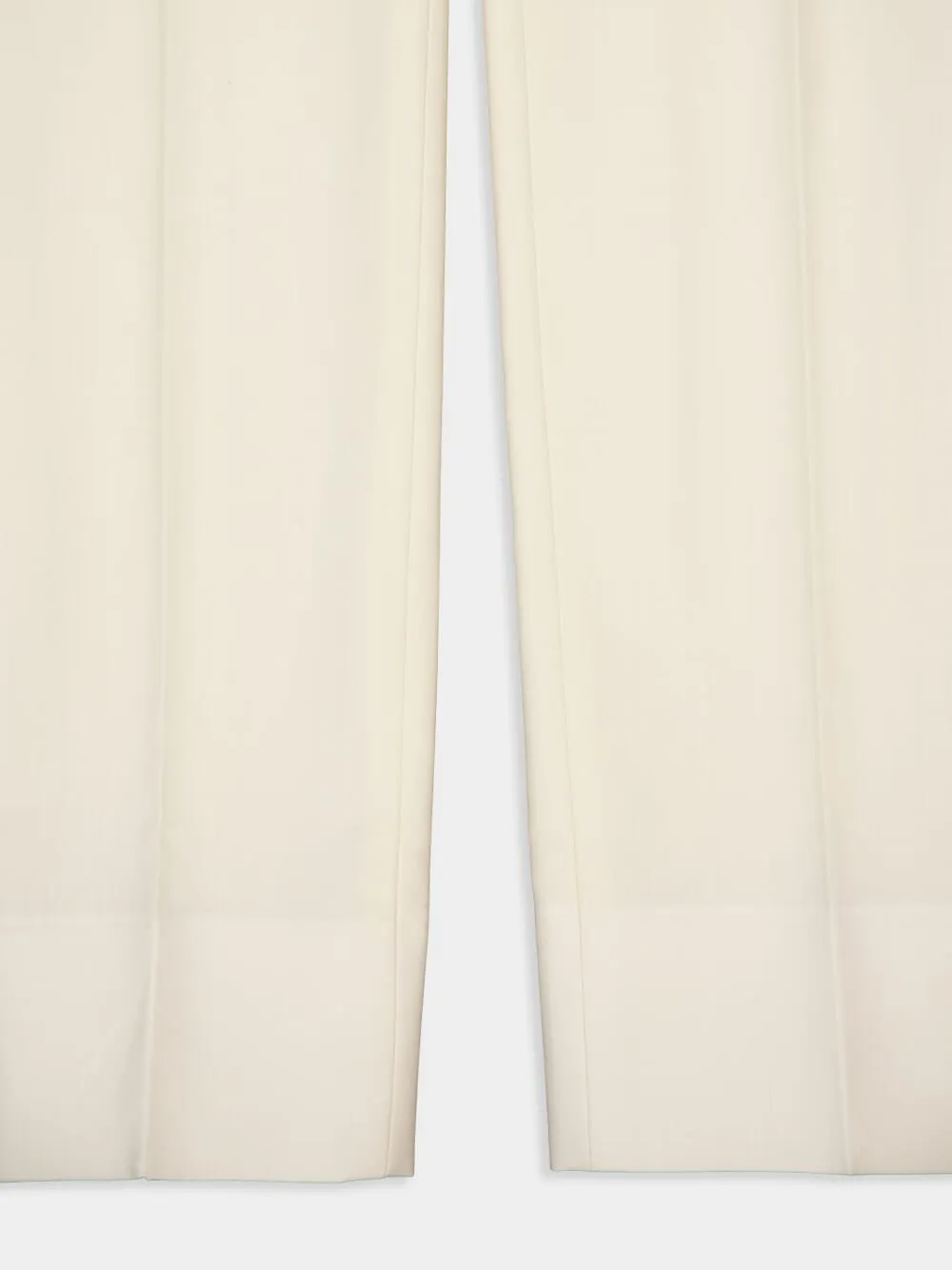 Ivory Wool Straight-Leg Tailored Trousers