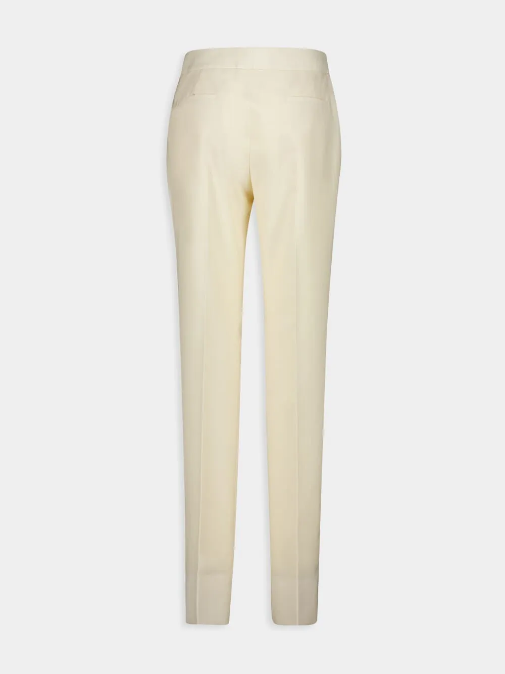 Ivory Wool Straight-Leg Tailored Trousers
