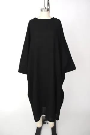 Japanese Noir Wool Woven Sack Dress