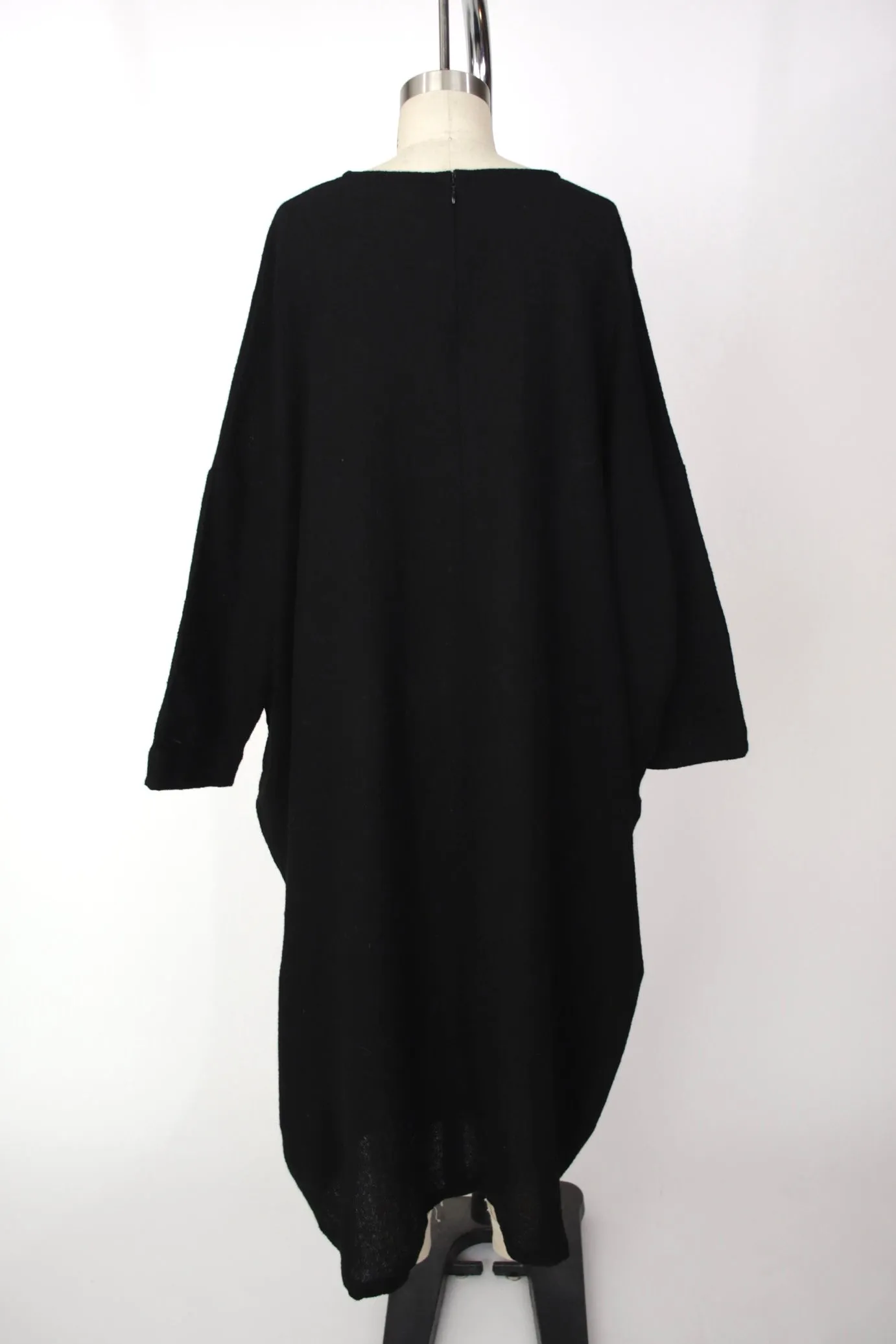 Japanese Noir Wool Woven Sack Dress