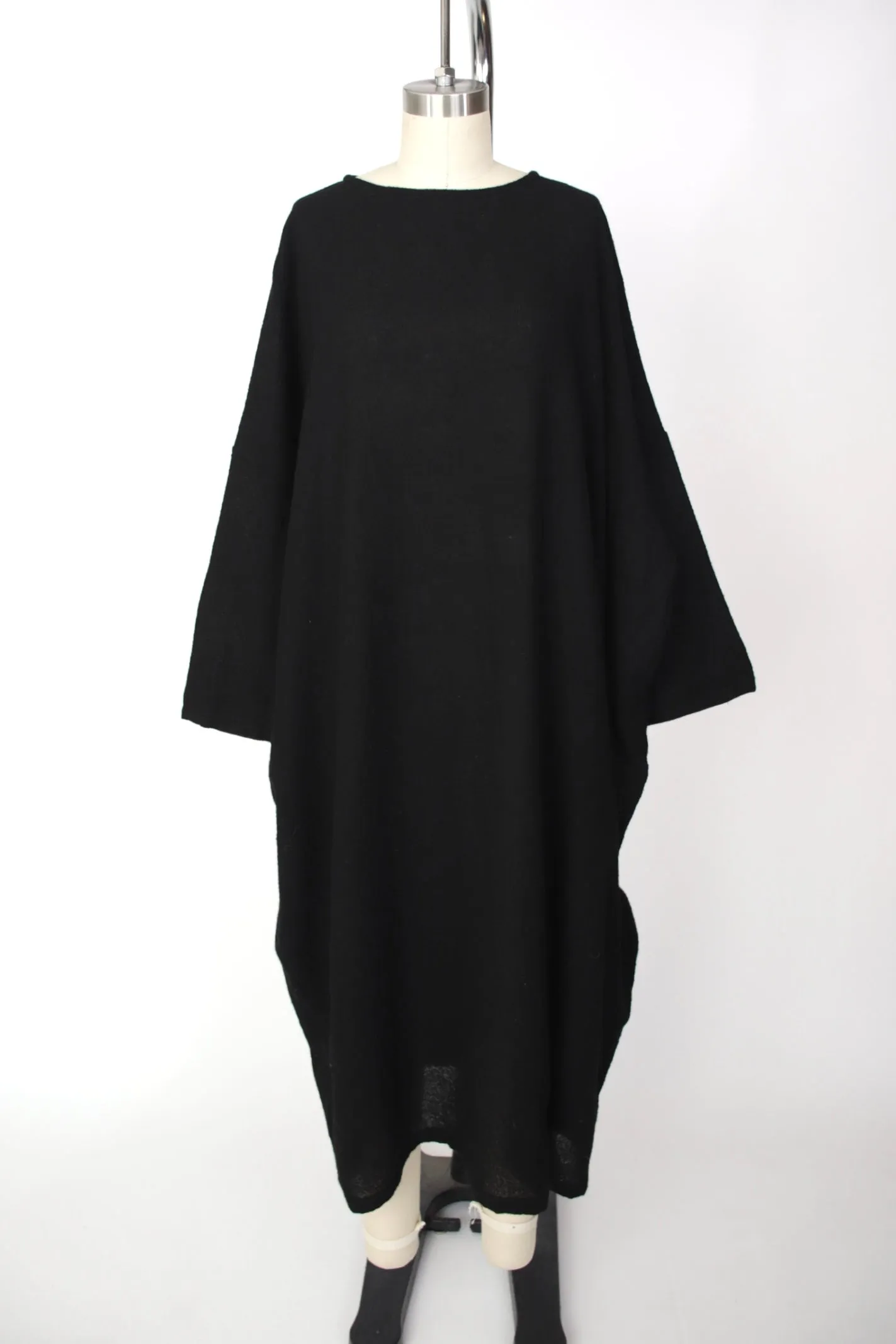 Japanese Noir Wool Woven Sack Dress