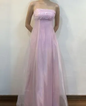 JazzHer Vintage A Line Spaghetti Straps s Pink Tulle Prom Dresses Evening Gowns (PRE-ORDER)