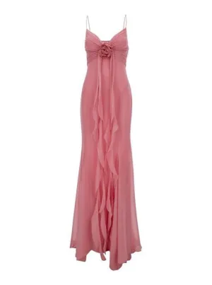 JazzHer Vintage Mermaid Spaghetti Straps s Pink Chiffon Prom Dresses Evening Gowns (PRE-ORDER)