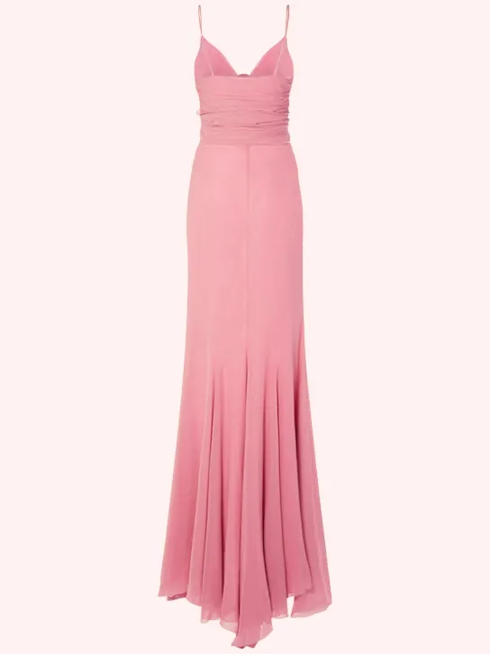 JazzHer Vintage Mermaid Spaghetti Straps s Pink Chiffon Prom Dresses Evening Gowns (PRE-ORDER)