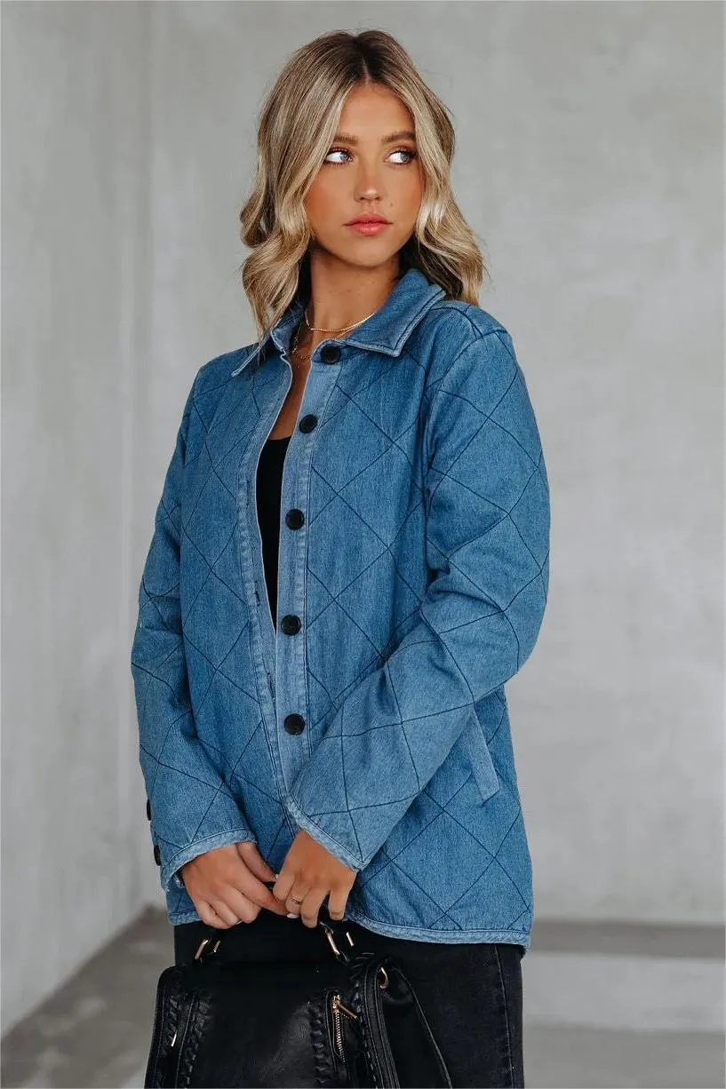 Jonny Cotton Blend Pocketed Quilted Jacket - Denim Blue - FINAL SALE