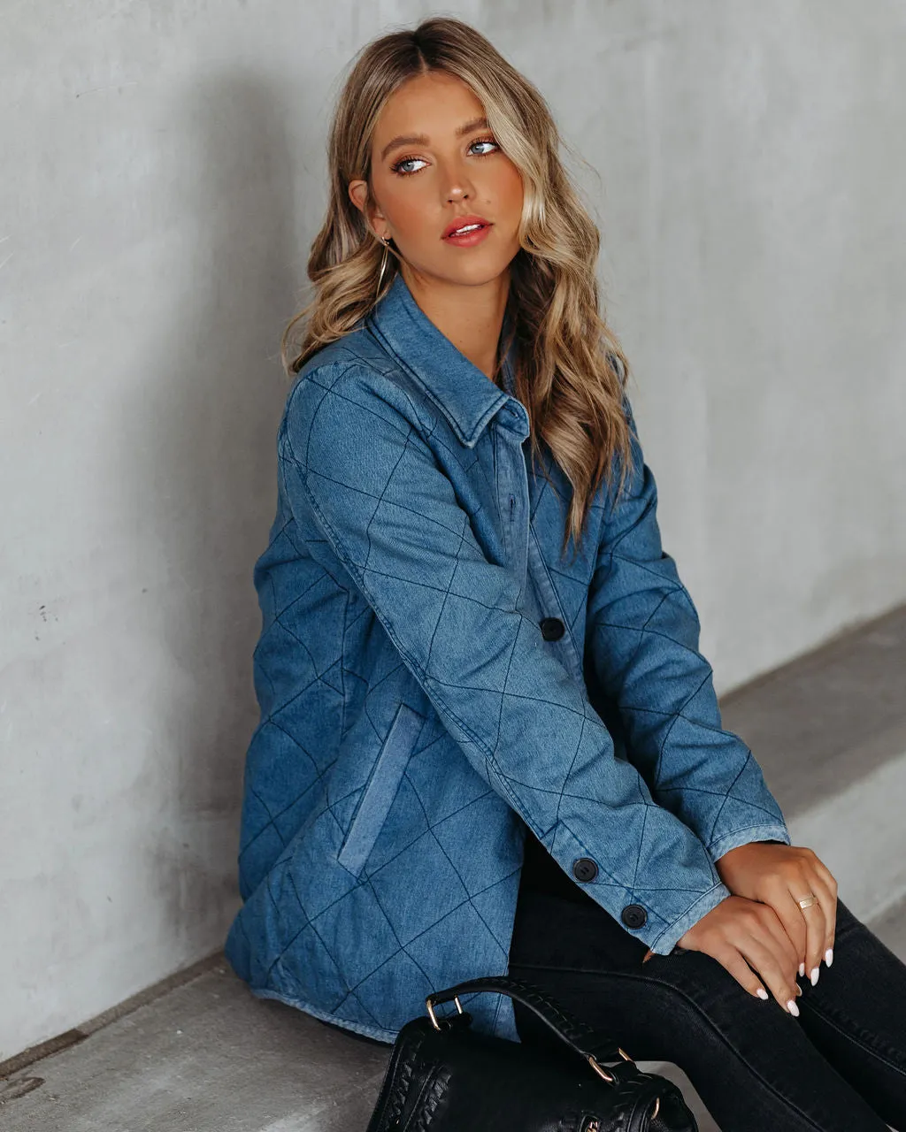 Jonny Cotton Blend Pocketed Quilted Jacket - Denim Blue - FINAL SALE