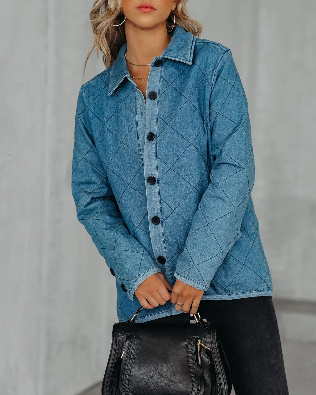 Jonny Cotton Blend Pocketed Quilted Jacket - Denim Blue - FINAL SALE