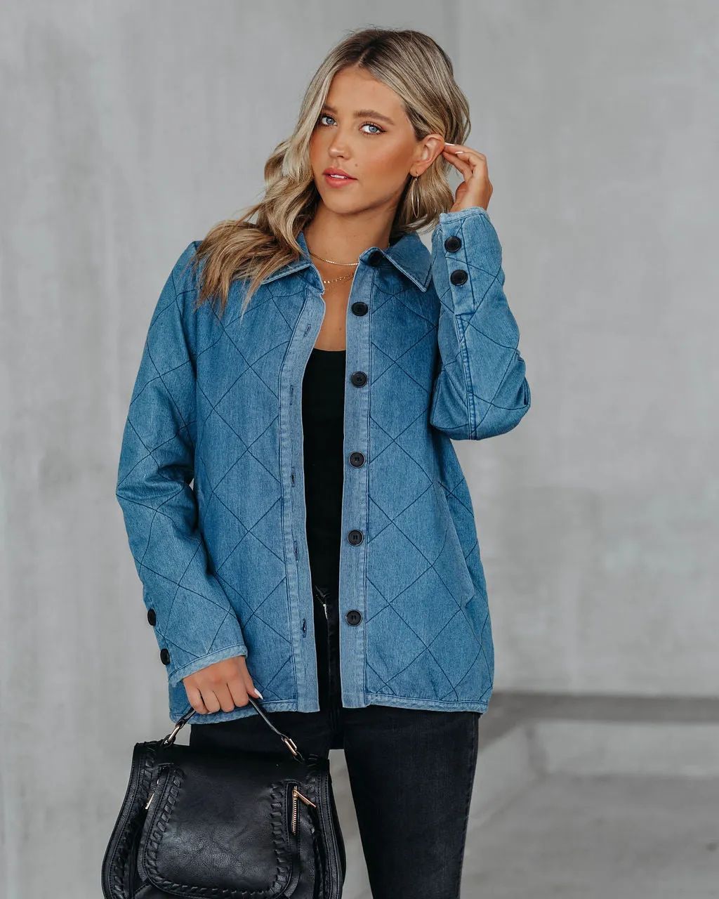 Jonny Cotton Blend Pocketed Quilted Jacket - Denim Blue - FINAL SALE