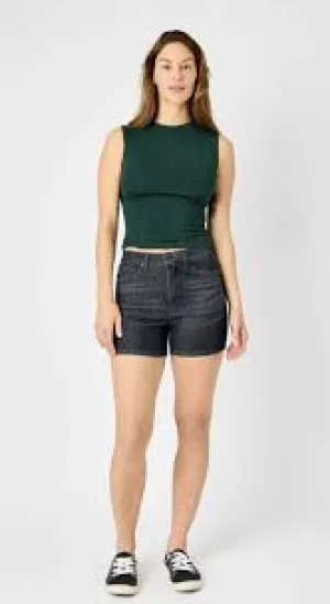 Judy Blue High Waist Tummy Control Washed Black Shorts