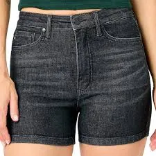 Judy Blue High Waist Tummy Control Washed Black Shorts