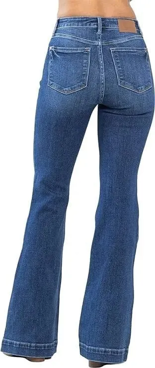 Judy Blue Perfect Trouser Flare in High Rise Medium-Dark Wash