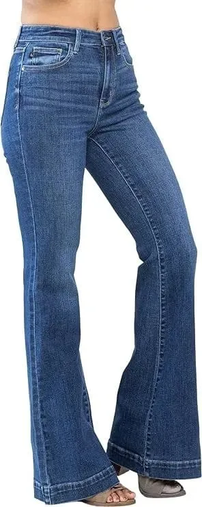 Judy Blue Perfect Trouser Flare in High Rise Medium-Dark Wash