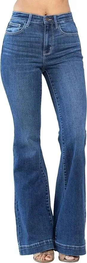 Judy Blue Perfect Trouser Flare in High Rise Medium-Dark Wash