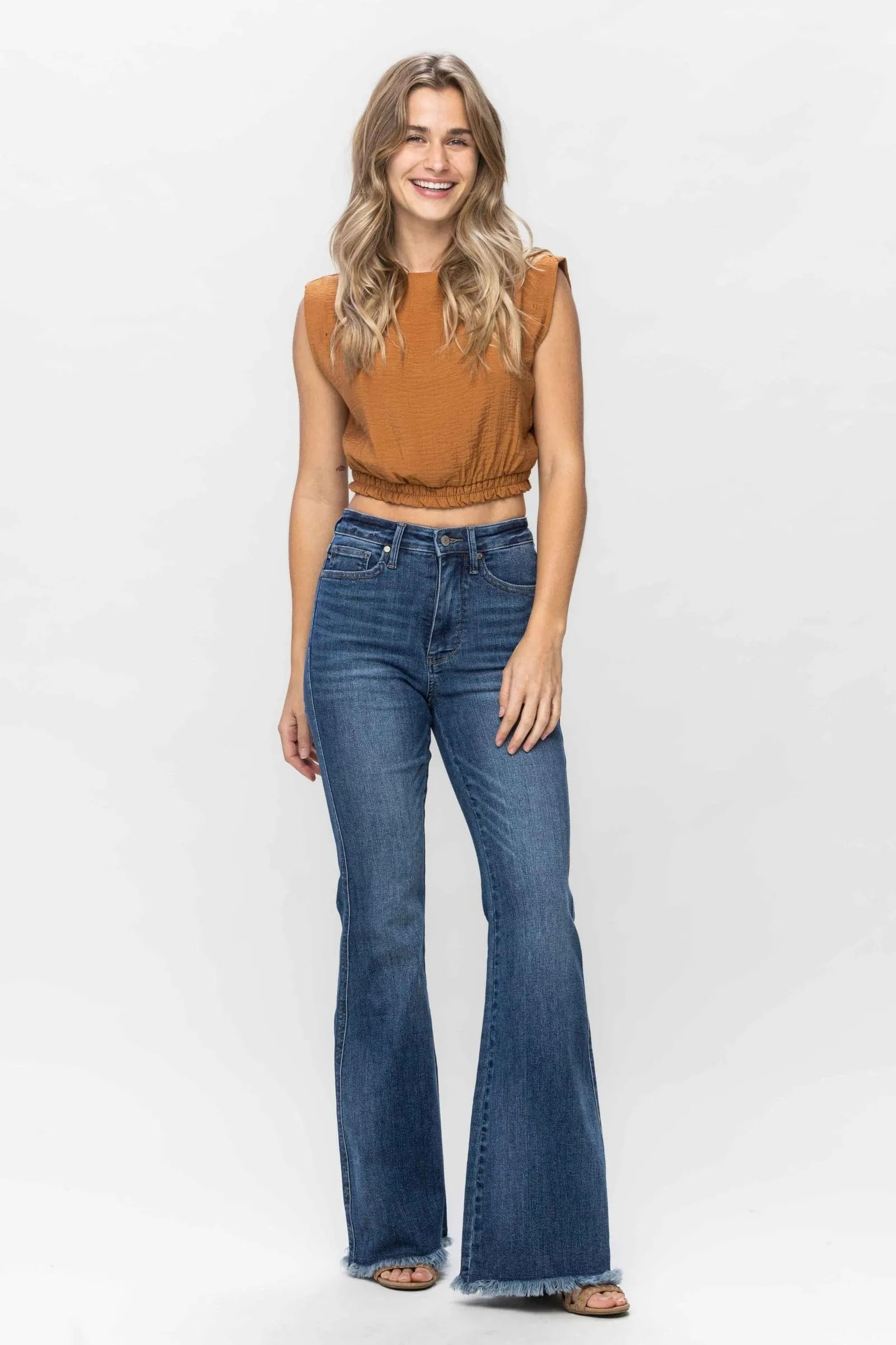 Judy Blue Tummy Control Frayed Hem Flare