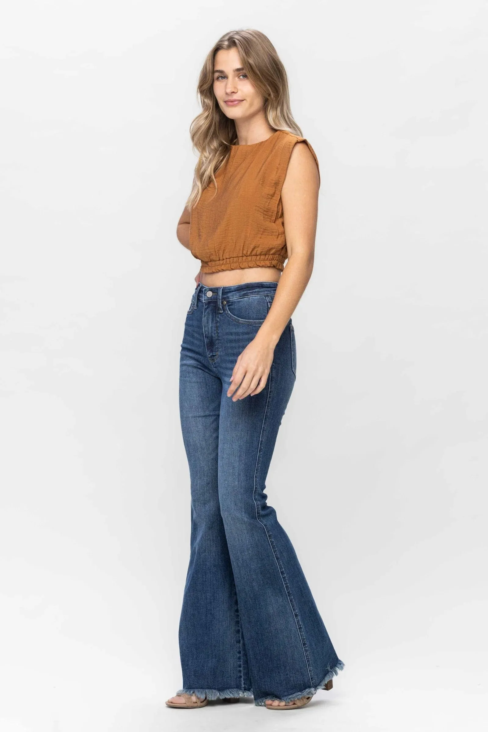 Judy Blue Tummy Control Frayed Hem Flare