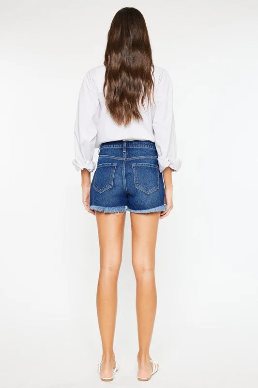 Kan Can High Rise No Stitch Frayed Hem Shorts