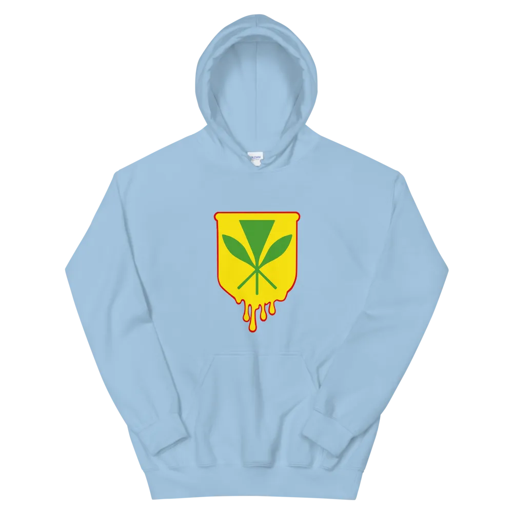 Kanaka Maoli Crest - Yellow with Red Border *ADULT HOODIE*