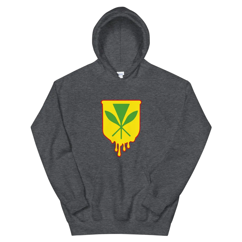 Kanaka Maoli Crest - Yellow with Red Border *ADULT HOODIE*