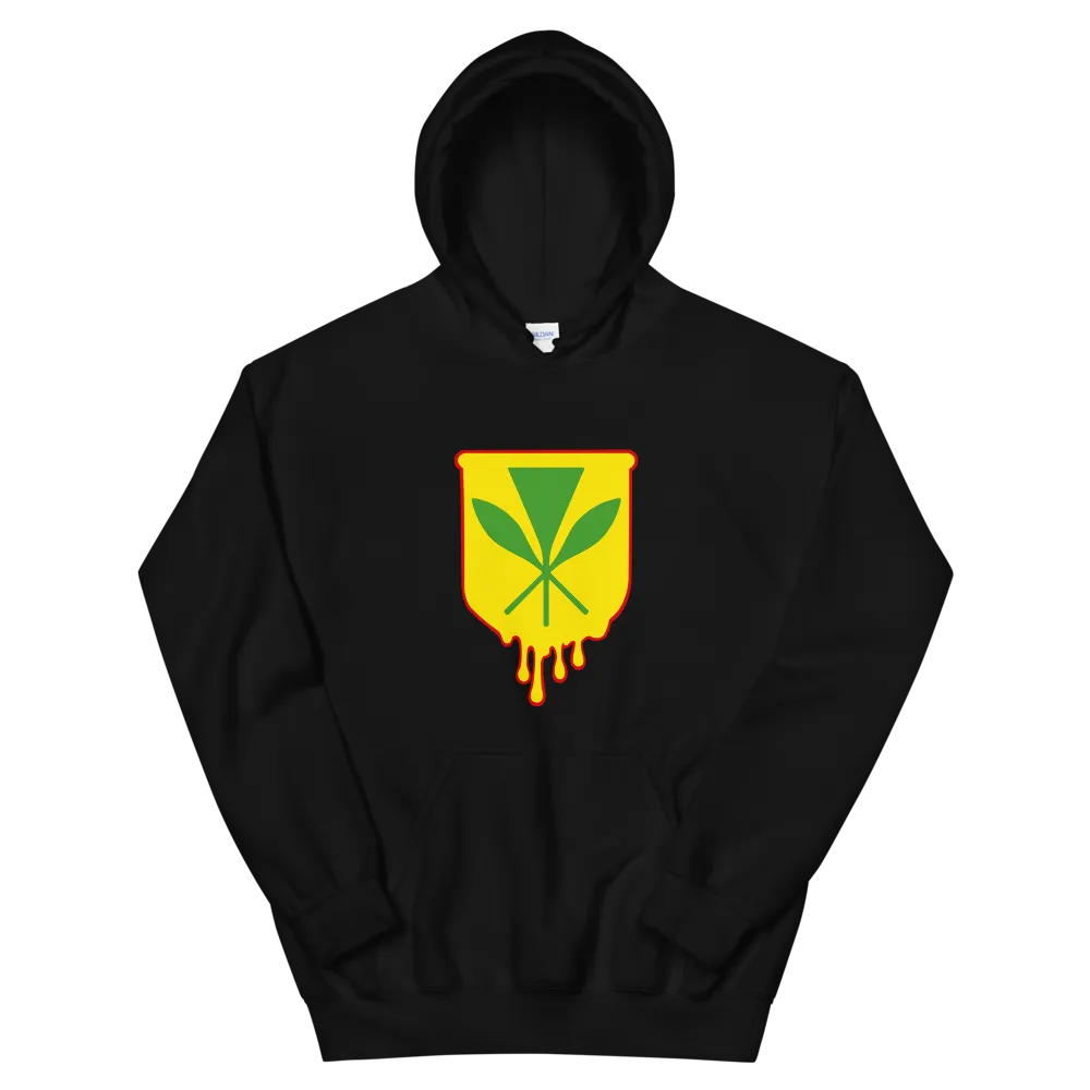 Kanaka Maoli Crest - Yellow with Red Border *ADULT HOODIE*