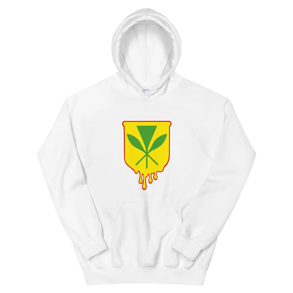 Kanaka Maoli Crest - Yellow with Red Border *ADULT HOODIE*