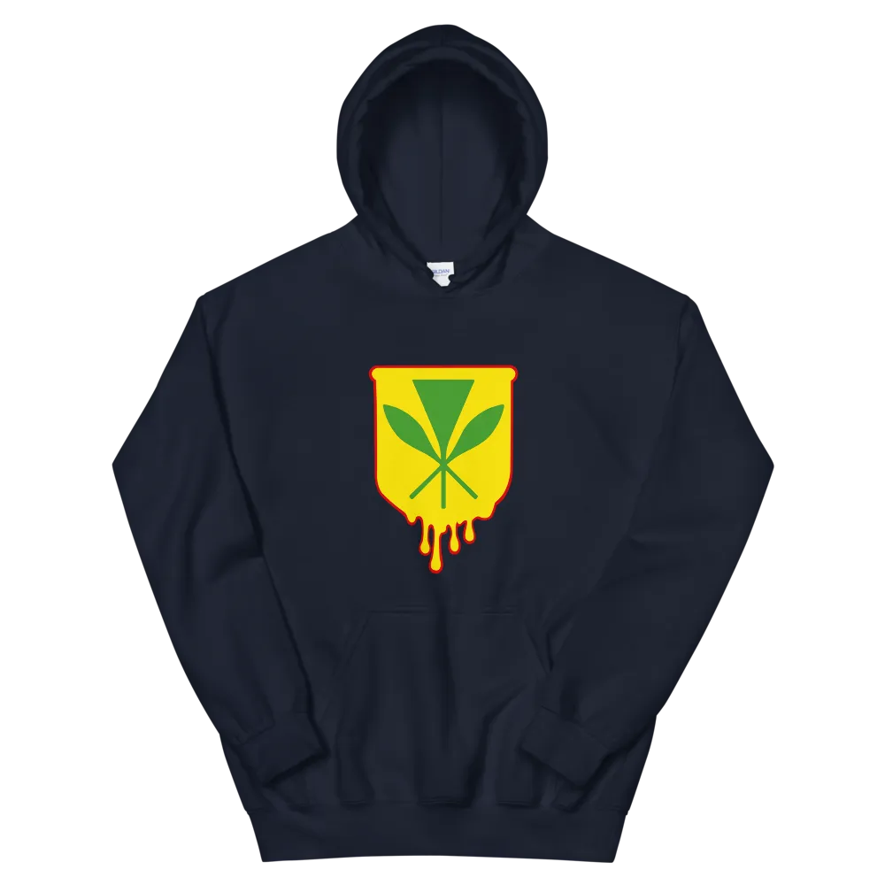 Kanaka Maoli Crest - Yellow with Red Border *ADULT HOODIE*