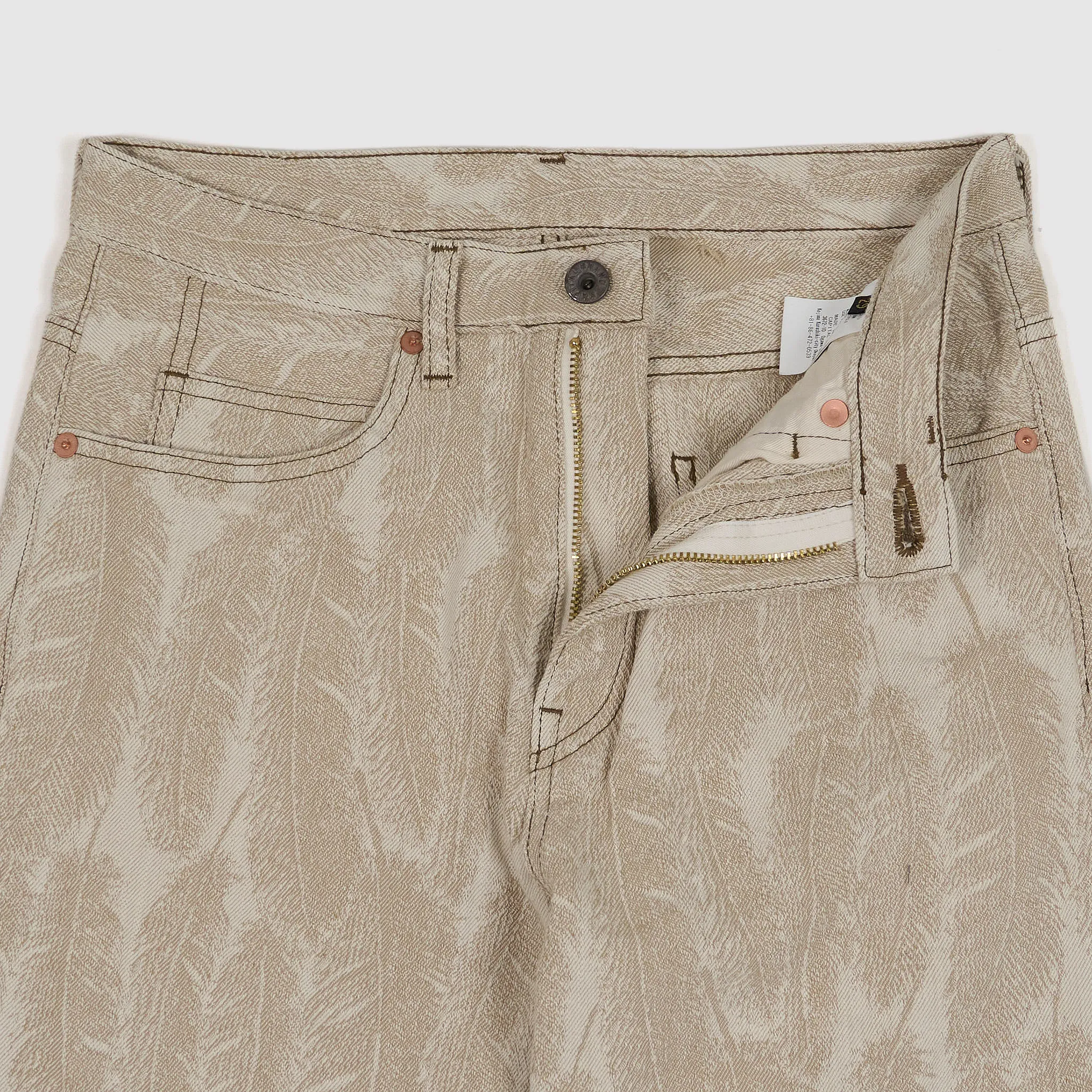 Kapital 5-Pocket 12oz Jacquard Feather Bootcut Jeans