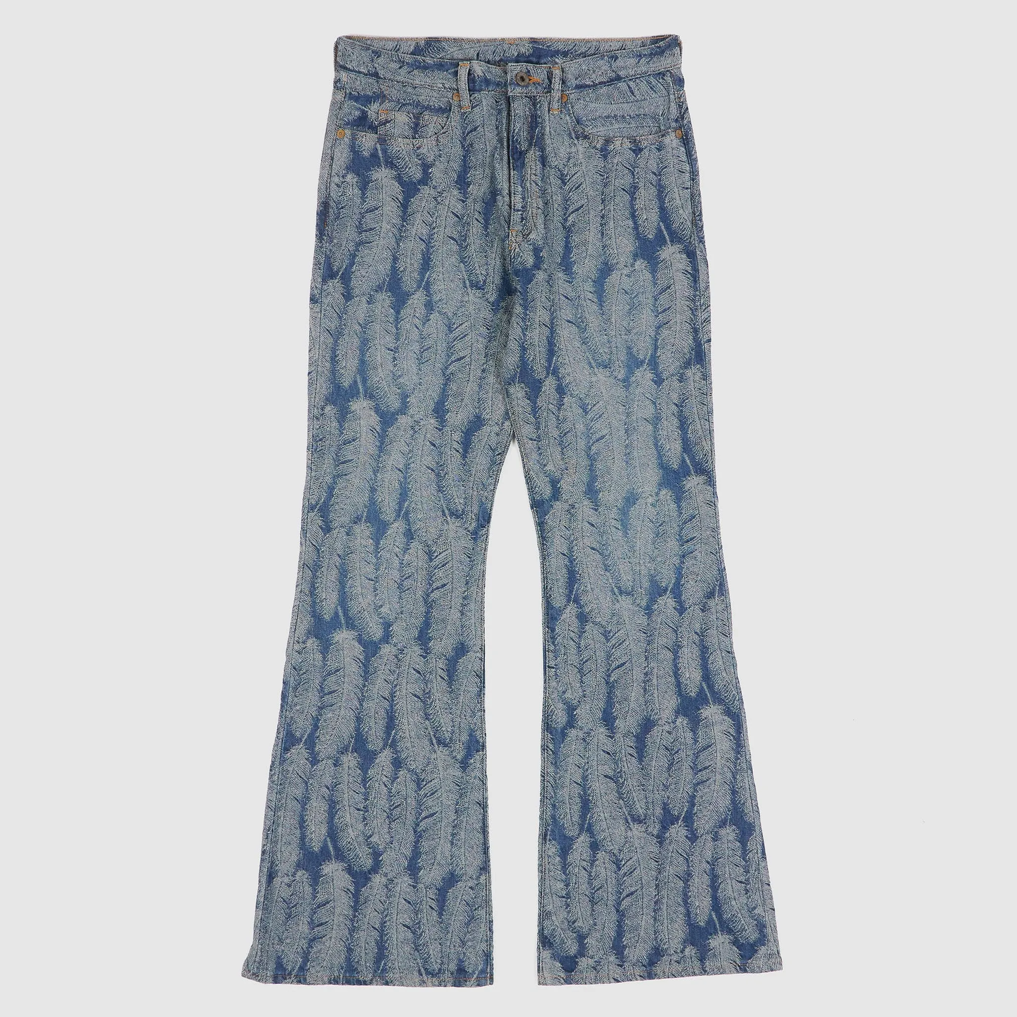 Kapital 5-Pocket 12oz Jacquard Feather Bootcut Jeans