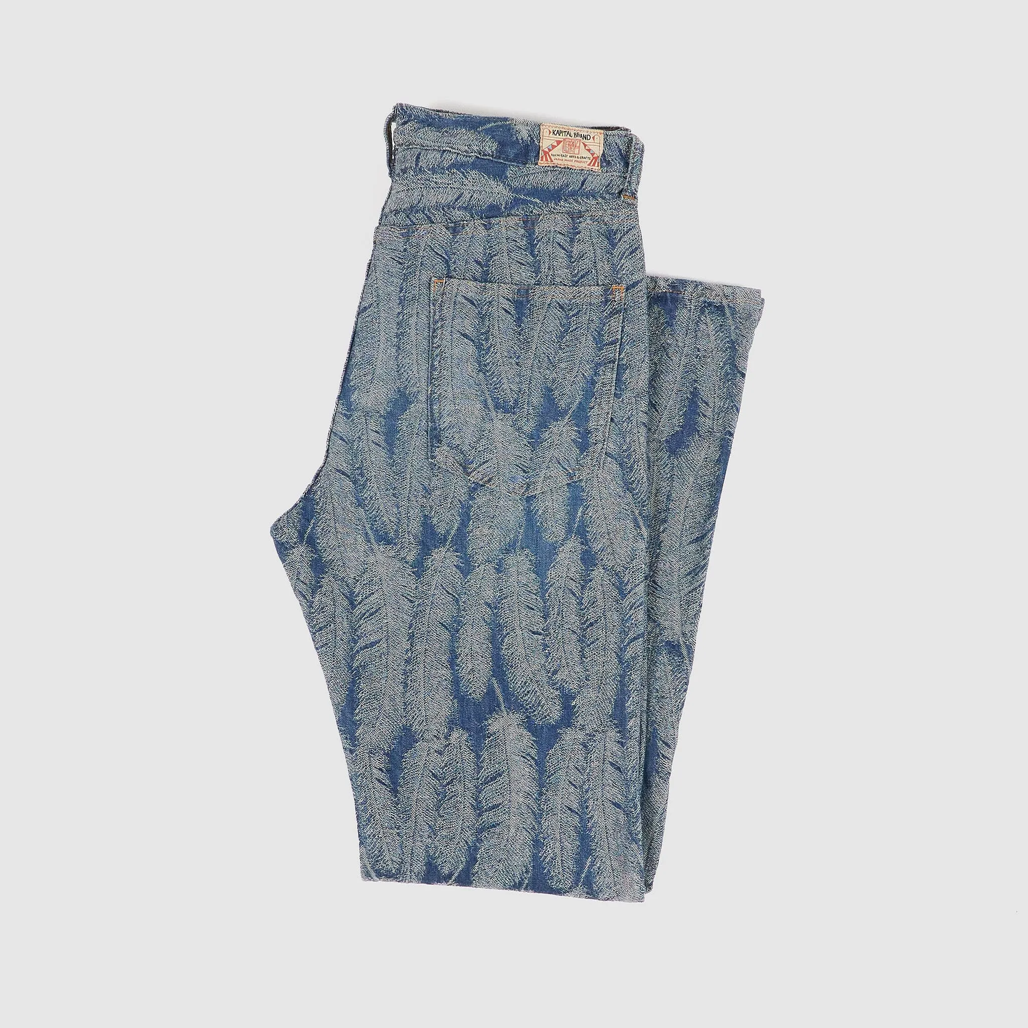 Kapital 5-Pocket 12oz Jacquard Feather Bootcut Jeans