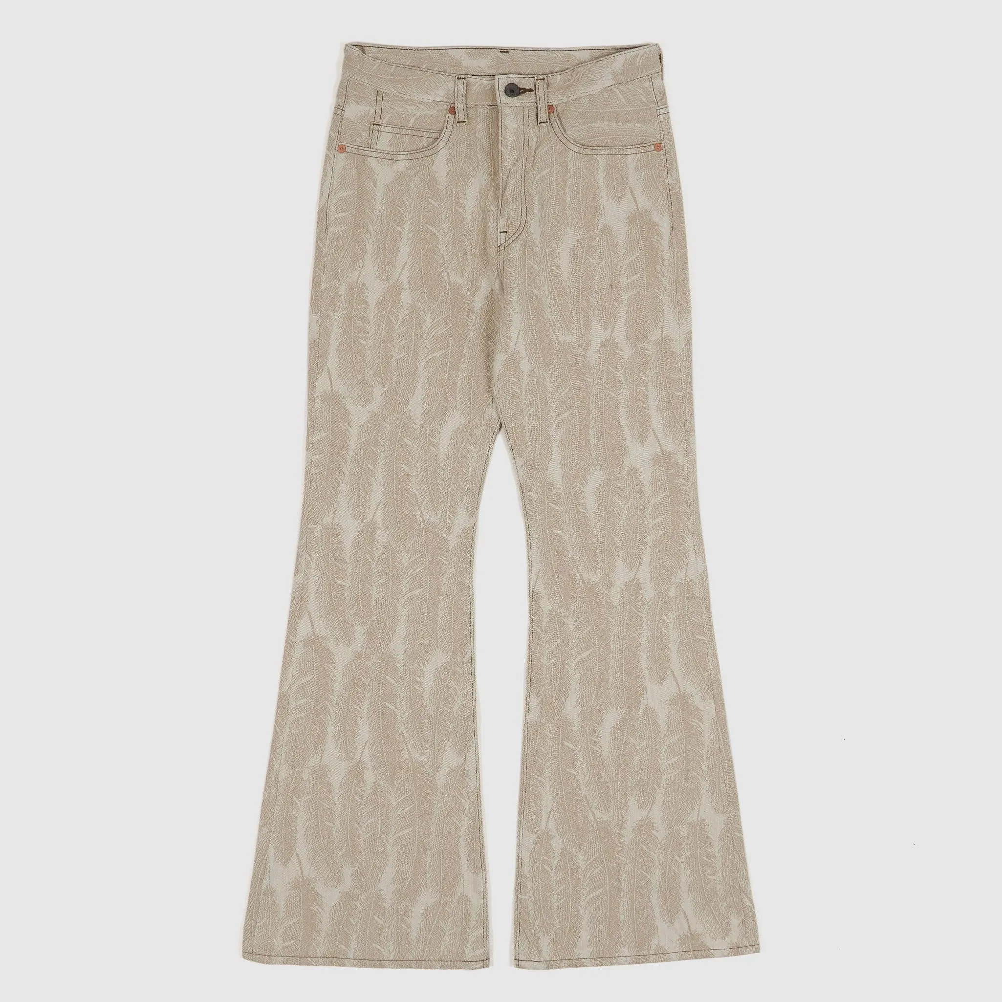Kapital 5-Pocket 12oz Jacquard Feather Bootcut Jeans