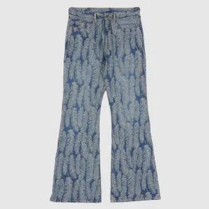 Kapital 5-Pocket 12oz Jacquard Feather Bootcut Jeans