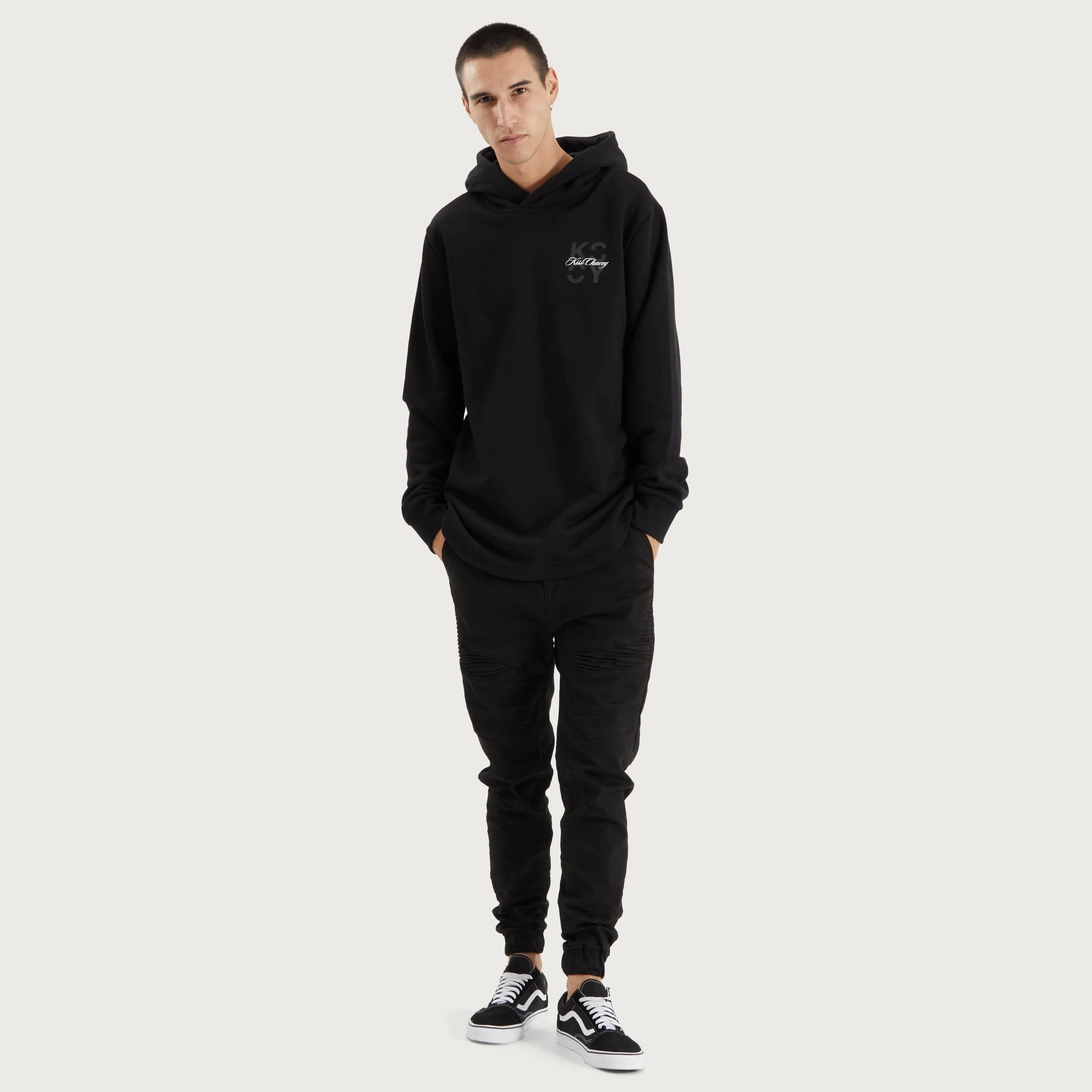Keystone Heavy Hooded Dual Curved Sweater Jet Black