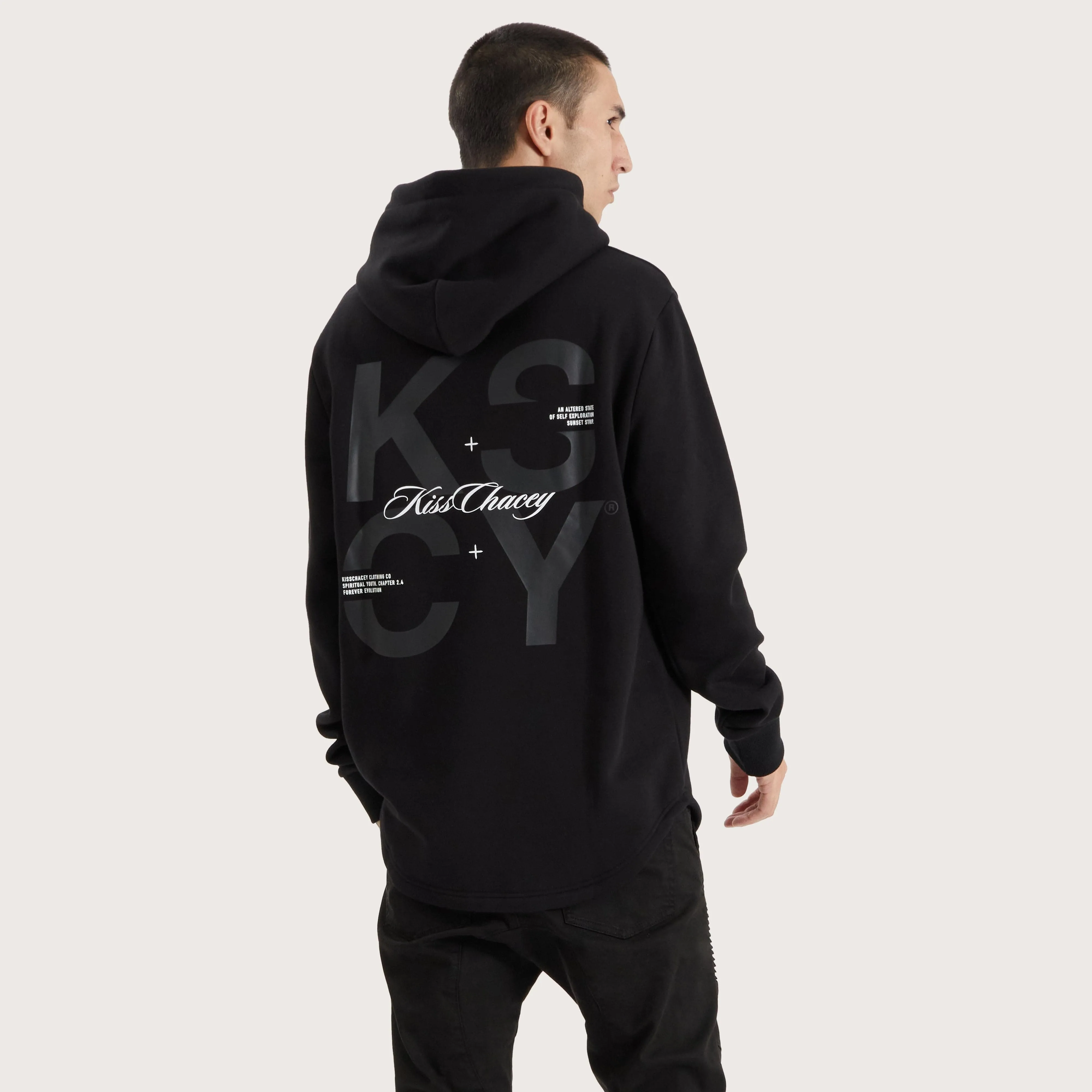 Keystone Heavy Hooded Dual Curved Sweater Jet Black