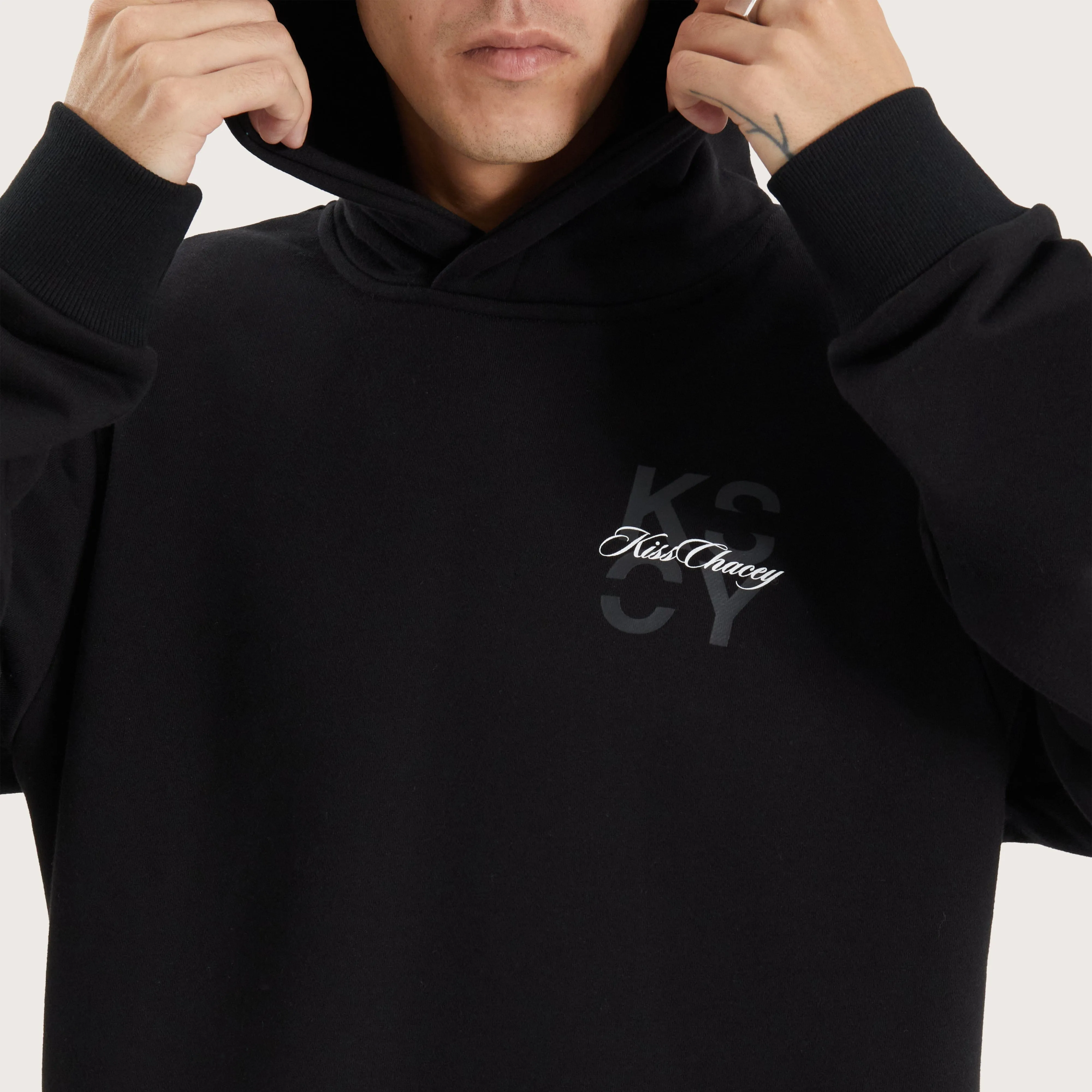 Keystone Heavy Hooded Dual Curved Sweater Jet Black