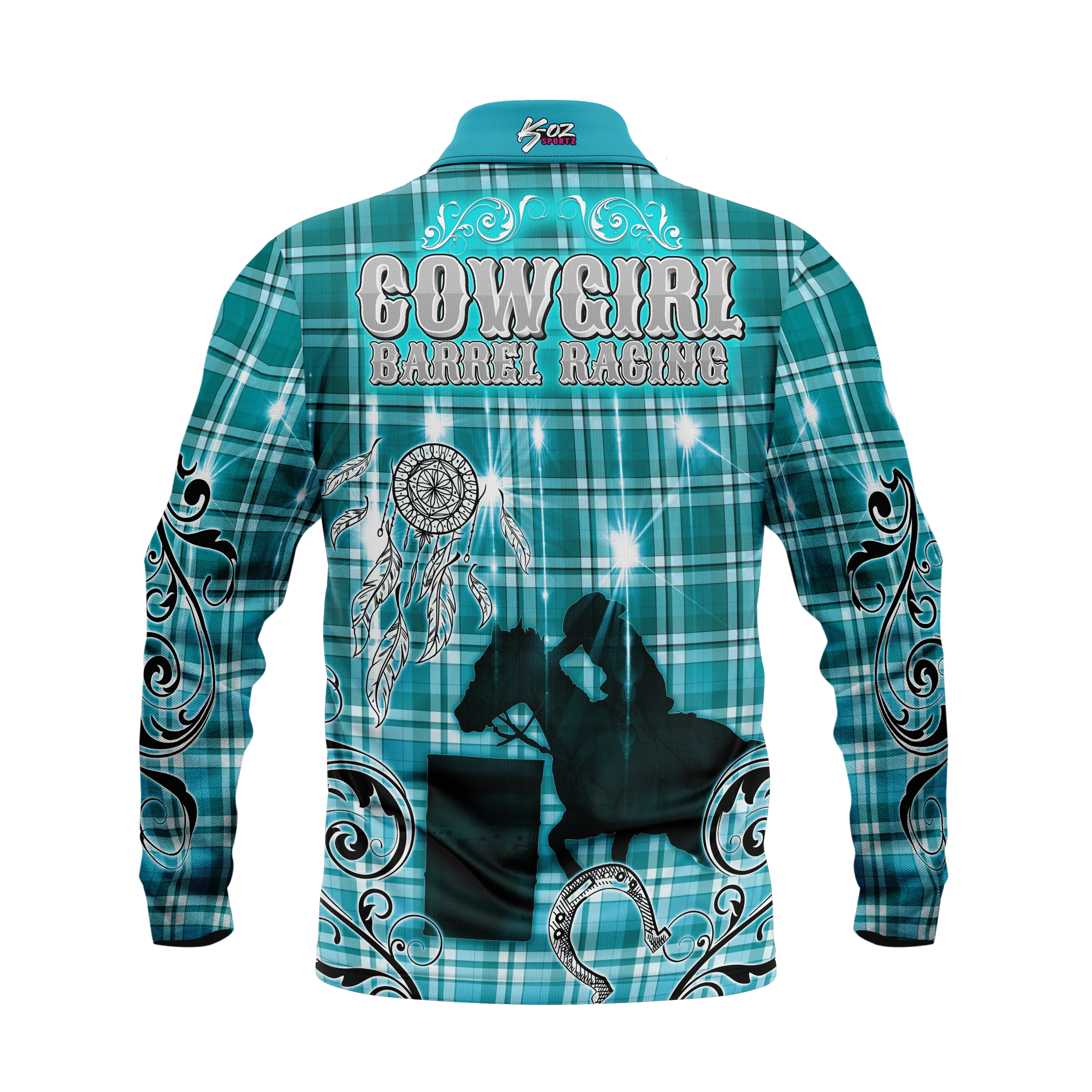Kids Cowgirl Barrel Racing Teal Polo shirt