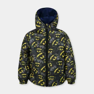 Kids Premium Quality All-Over Batman Printed Puffer Zipper Hoodie Jacket
