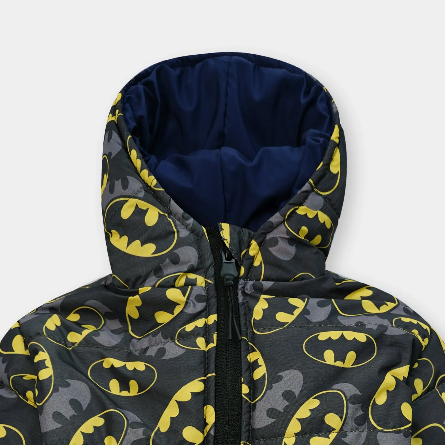 Kids Premium Quality All-Over Batman Printed Puffer Zipper Hoodie Jacket